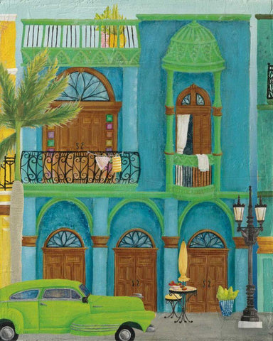 Havana IV Black Ornate Wood Framed Art Print with Double Matting by DeNeige, Elyse