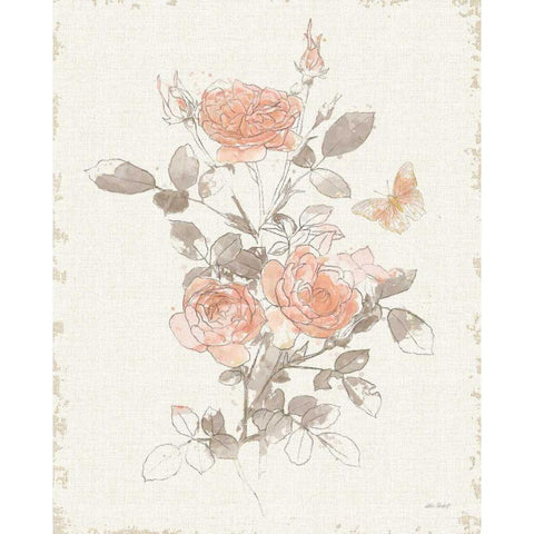 Watery Blooms II Gray Cream Black Modern Wood Framed Art Print with Double Matting by Pertiet, Katie