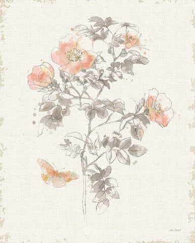 Watery Blooms III Gray Cream Black Ornate Wood Framed Art Print with Double Matting by Pertiet, Katie