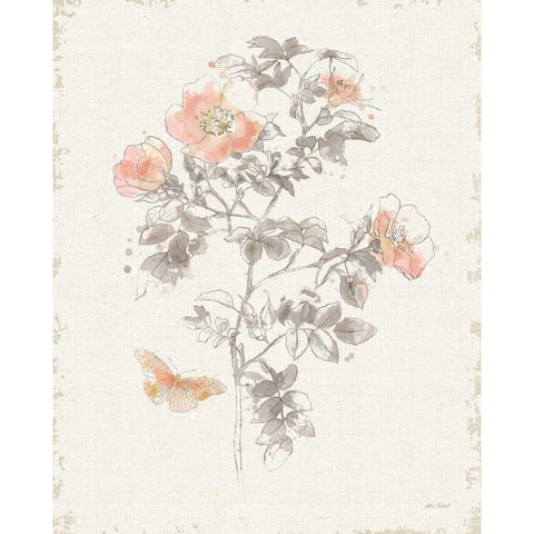 Watery Blooms III Gray Cream Gold Ornate Wood Framed Art Print with Double Matting by Pertiet, Katie