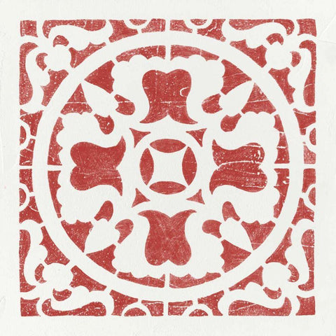 Hacienda Tile I White Modern Wood Framed Art Print with Double Matting by Hershey, Moira