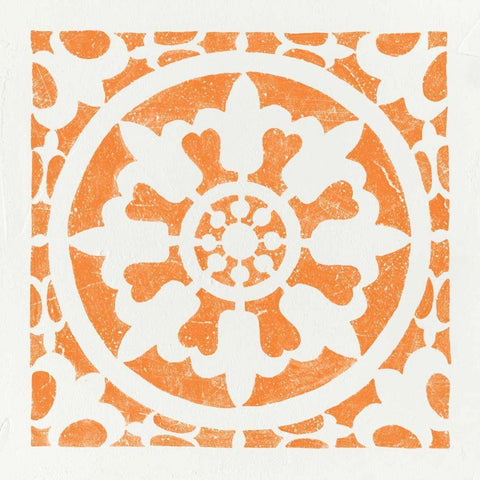 Hacienda Tile II White Modern Wood Framed Art Print with Double Matting by Hershey, Moira