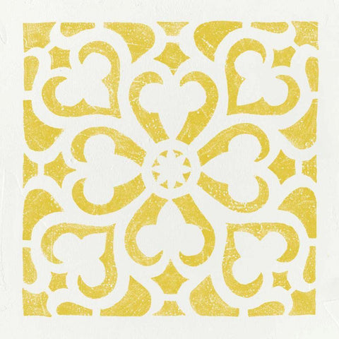 Hacienda Tile III White Modern Wood Framed Art Print with Double Matting by Hershey, Moira