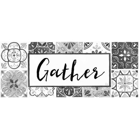 Garden Getaway Gather BW Crop Black Modern Wood Framed Art Print by Marshall, Laura