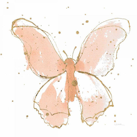 Gilded Butterflies II Blush Black Modern Wood Framed Art Print by Novak, Shirley