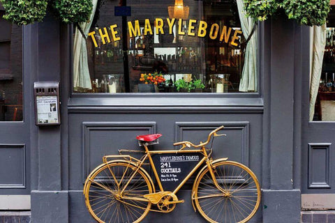Marylebone Bike White Modern Wood Framed Art Print with Double Matting by Bevan, Keri