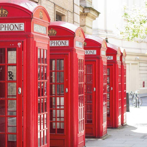 Covent Garden Phone Boxes Gold Ornate Wood Framed Art Print with Double Matting by Bevan, Keri