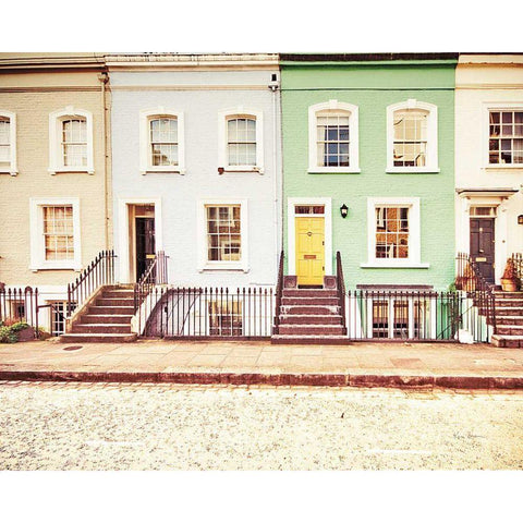 Chelsea Houses All Lined Up White Modern Wood Framed Art Print by Bevan, Keri