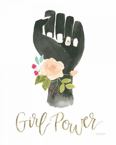 Girl Power XI White Modern Wood Framed Art Print with Double Matting by Jackson, Jenaya