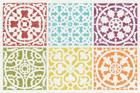 Hacienda Tile VII Black Ornate Wood Framed Art Print with Double Matting by Hershey, Moira