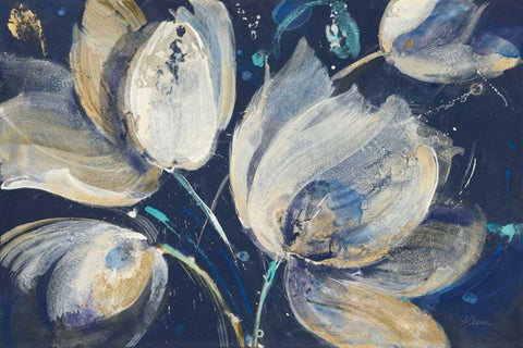 Midnight Garden White Modern Wood Framed Art Print with Double Matting by Hristova, Albena