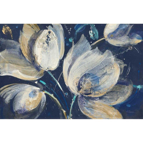 Midnight Garden White Modern Wood Framed Art Print by Hristova, Albena