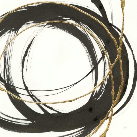 Gilded Enso II White Modern Wood Framed Art Print with Double Matting by Paschke, Chris