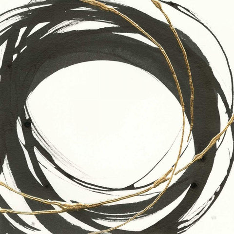 Gilded Enso III White Modern Wood Framed Art Print with Double Matting by Paschke, Chris