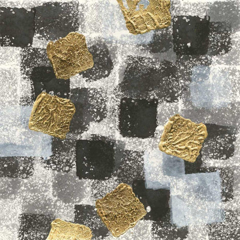 Gold Squares I Black Ornate Wood Framed Art Print with Double Matting by Paschke, Chris