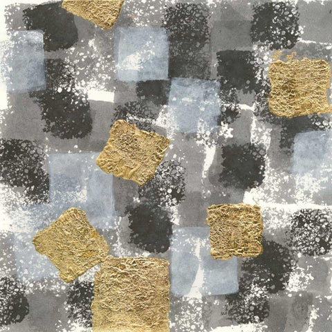 Gold Squares II Black Modern Wood Framed Art Print by Paschke, Chris