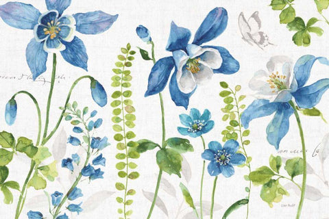 Blue and Green Garden I Black Ornate Wood Framed Art Print with Double Matting by Audit, Lisa