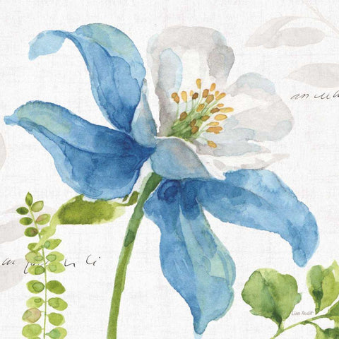 Blue and Green Garden II Black Ornate Wood Framed Art Print with Double Matting by Audit, Lisa