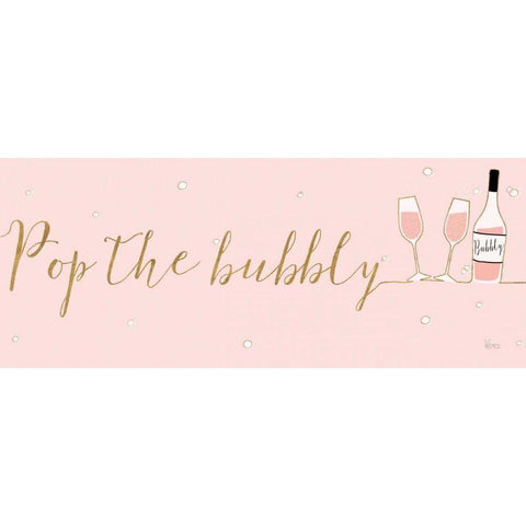 Underlined Bubbly III Pink White Modern Wood Framed Art Print by Charron, Veronique