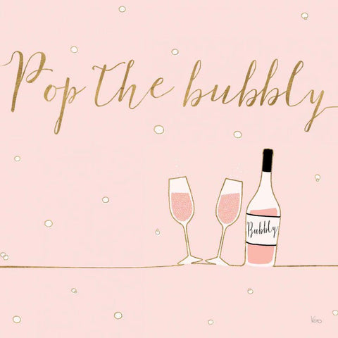 Underlined Bubbly VII Pink Black Modern Wood Framed Art Print with Double Matting by Charron, Veronique