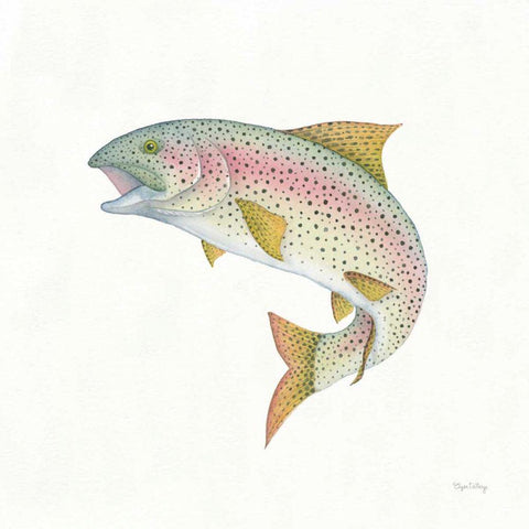 Gone Fishin Rainbow Black Modern Wood Framed Art Print by DeNeige, Elyse