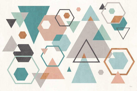 Abstract Geo I Black Ornate Wood Framed Art Print with Double Matting by Charron, Veronique