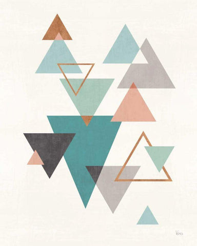 Abstract Geo II White Modern Wood Framed Art Print with Double Matting by Charron, Veronique