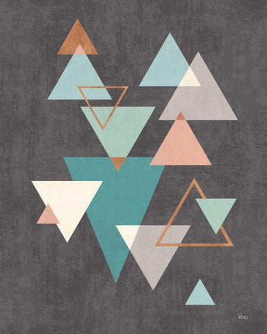 Abstract Geo II Black Black Ornate Wood Framed Art Print with Double Matting by Charron, Veronique