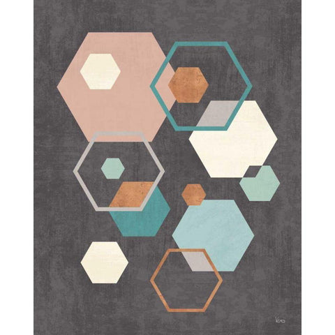 Abstract Geo III Black Gold Ornate Wood Framed Art Print with Double Matting by Charron, Veronique