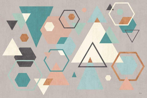 Abstract Geo I Gray White Modern Wood Framed Art Print with Double Matting by Charron, Veronique