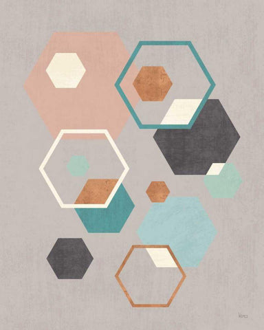 Abstract Geo III Gray White Modern Wood Framed Art Print with Double Matting by Charron, Veronique