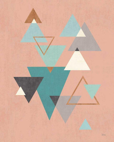 Abstract Geo II Pink White Modern Wood Framed Art Print with Double Matting by Charron, Veronique