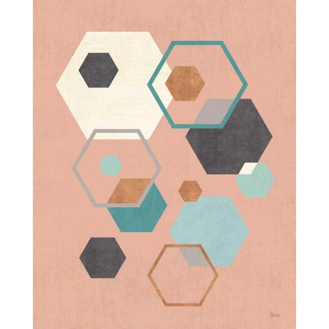 Abstract Geo III Pink Gold Ornate Wood Framed Art Print with Double Matting by Charron, Veronique
