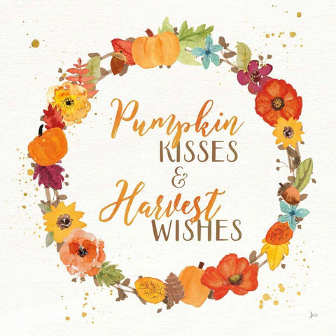 Harvest Wishes II Black Ornate Wood Framed Art Print with Double Matting by Aiken, Jess