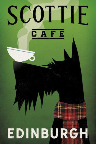 Scottie Cafe White Modern Wood Framed Art Print with Double Matting by Fowler, Ryan