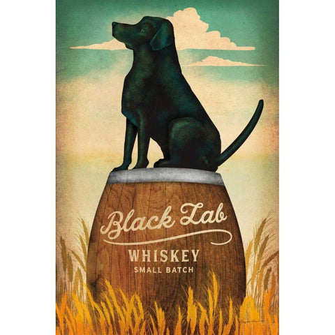 Black Lab Whiskey Gold Ornate Wood Framed Art Print with Double Matting by Fowler, Ryan