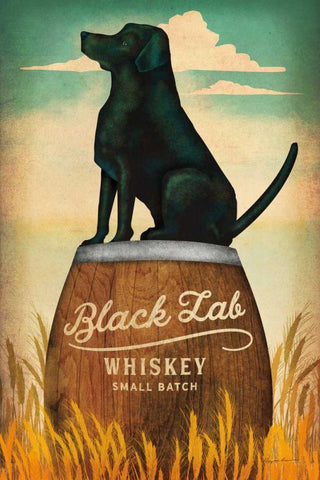 Black Lab Whiskey White Modern Wood Framed Art Print with Double Matting by Fowler, Ryan