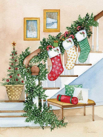 Night Before Christmas II White Modern Wood Framed Art Print with Double Matting by McKenna, Kathleen Parr