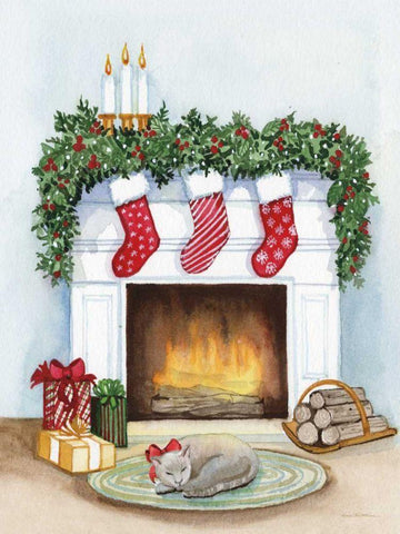 Night Before Christmas V White Modern Wood Framed Art Print with Double Matting by McKenna, Kathleen Parr