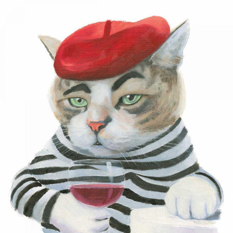 Cattitude III White Modern Wood Framed Art Print by Sullivan, Myles