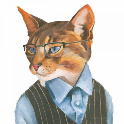 Cattitude IV Black Modern Wood Framed Art Print with Double Matting by Sullivan, Myles