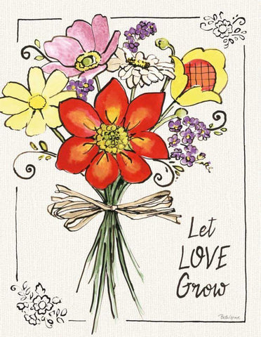 Sunny Bouquets I Black Ornate Wood Framed Art Print with Double Matting by Grove, Beth