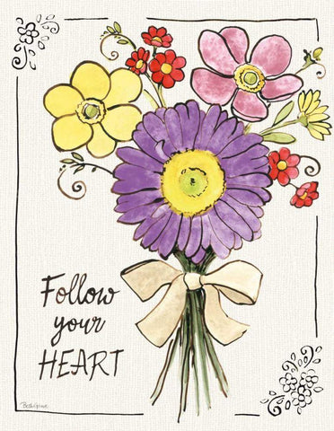 Sunny Bouquets II White Modern Wood Framed Art Print with Double Matting by Grove, Beth