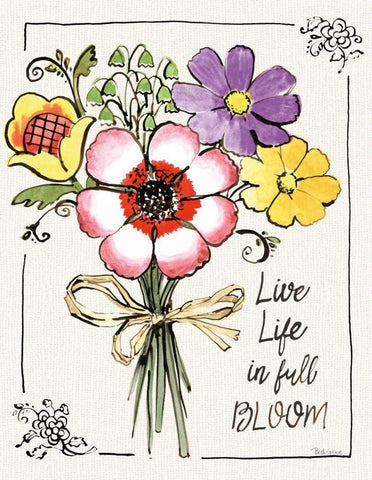 Sunny Bouquets III White Modern Wood Framed Art Print with Double Matting by Grove, Beth