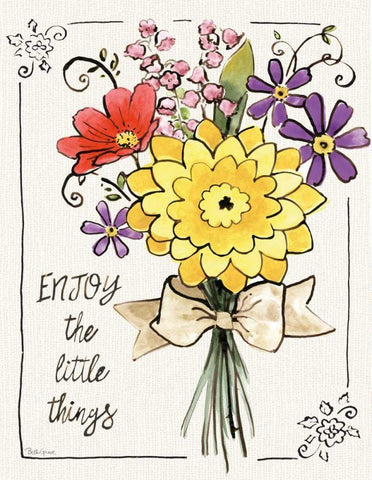 Sunny Bouquets IV Black Ornate Wood Framed Art Print with Double Matting by Grove, Beth