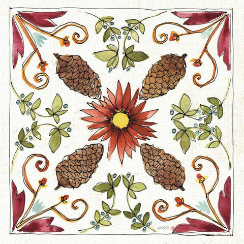 Festive Foliage IX White Modern Wood Framed Art Print with Double Matting by Tavoletti, Anne