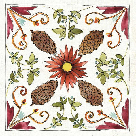 Festive Foliage IX Black Modern Wood Framed Art Print by Tavoletti, Anne