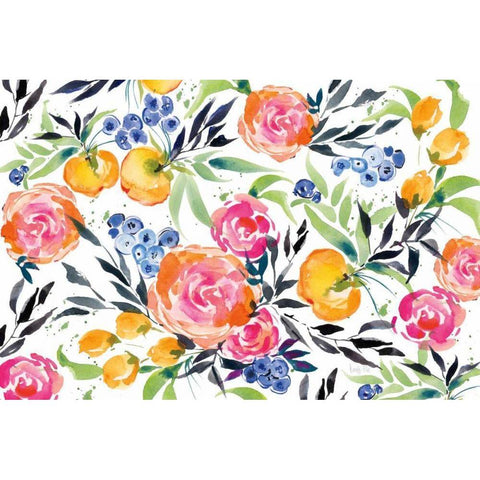 Blueberries Among Us White Modern Wood Framed Art Print by Rice, Kristy