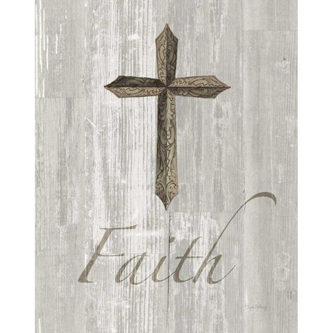 Words for Worship Faith on Wood Black Modern Wood Framed Art Print with Double Matting by DeNeige, Elyse