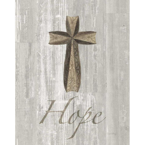 Words for Worship Hope on Wood Gold Ornate Wood Framed Art Print with Double Matting by DeNeige, Elyse